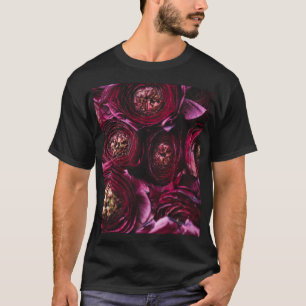 Dark Purple Ranunculus, Blossoming Close-Up. T-Shirt