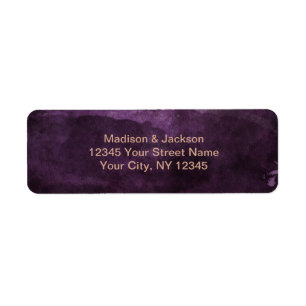 Dark Purple Rose Gold Wedding Return Address Label