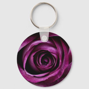 Dark Purple Rose Key Ring