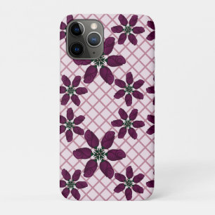 Dark Purple Rose Pattern — Elegant Plum Flora iPhone 11 Pro Case