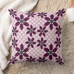 Dark Purple Rose Pattern — Elegant Plum Flora Cushion