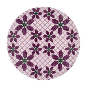 Dark Purple Rose Pattern — Elegant Plum Flora Cutting Board