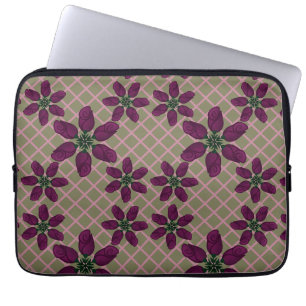 Dark Purple Rose Pattern — Elegant Plum Flora Laptop Sleeve