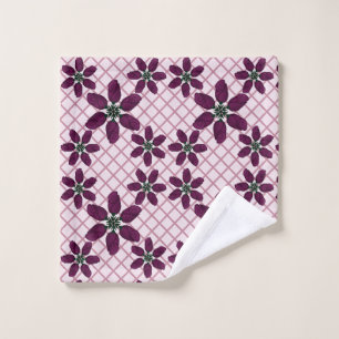 Dark Purple Rose Pattern — Elegant Plum Flora Wash Cloth