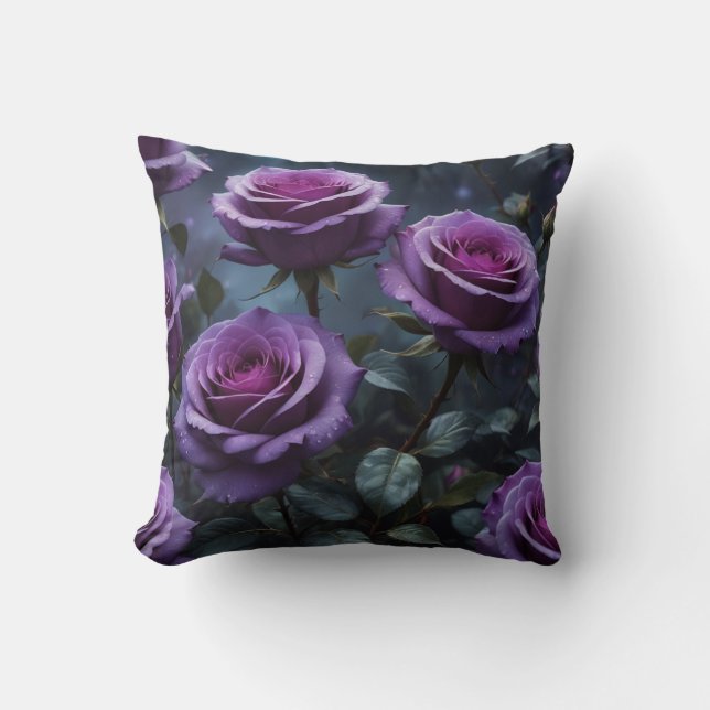 Dark Purple Roses  Cushion (Front)