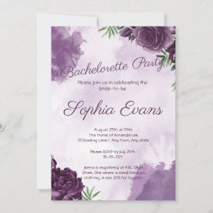 Dark Purple Roses Floral Gothic Bachelorette Party Invitation