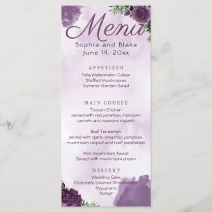 Dark Purple Roses Floral Gothic Wedding Menu