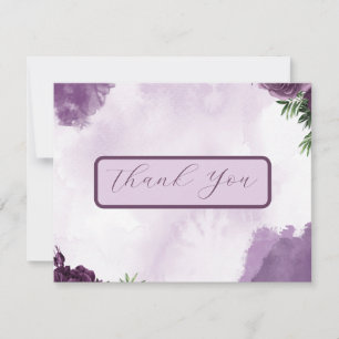 Dark Purple Roses Floral Gothic Wedding Thank You Card