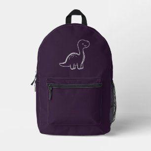 Dark Purple Solid Colour Printed Backpack