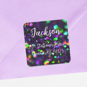 Dark Purple Sparkling Address Label