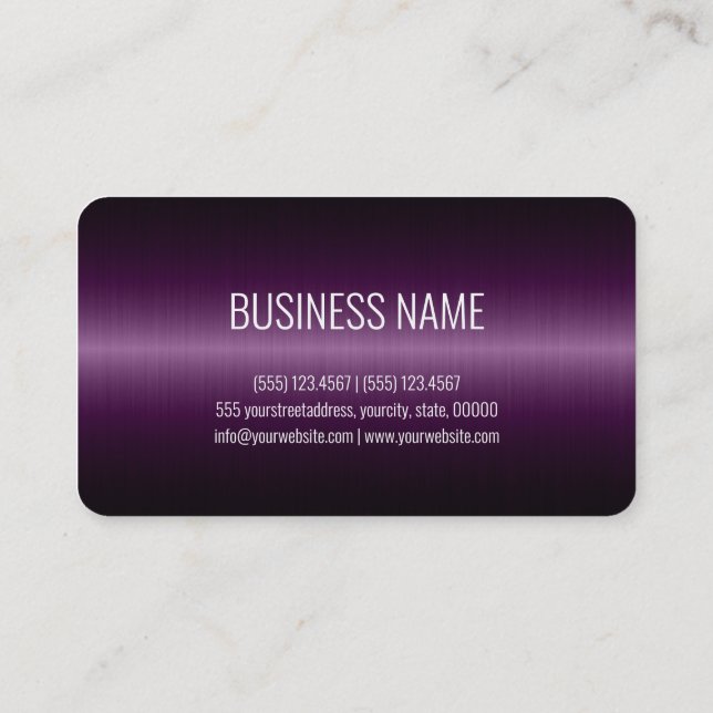 Dark Purple Stainless Steel Metal Look Business Card (Back)