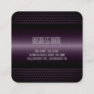 Dark Purple Stainless Steel Metal Look Square Business Card