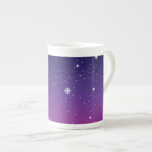 Dark Purple Starry Night Sky Bone China Mug
