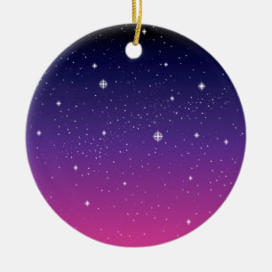 Dark Purple Starry Night Sky Ceramic Ornament