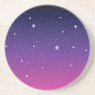 Dark Purple Starry Night Sky Coaster