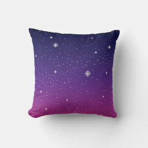 Dark Purple Starry Night Sky Cushion