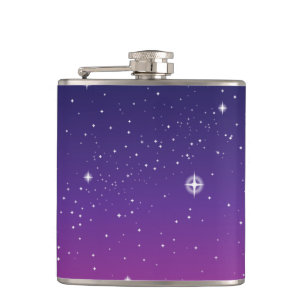 Dark Purple Starry Night Sky Hip Flask