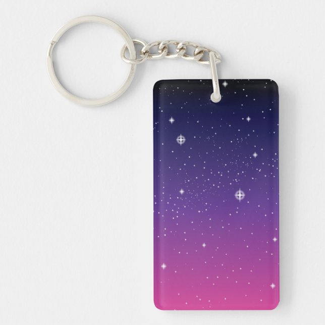 Dark Purple Starry Night Sky Key Ring (Front)