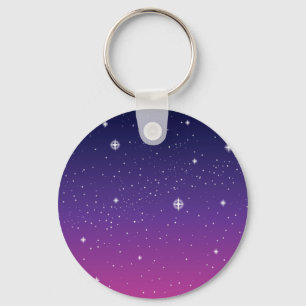 Dark Purple Starry Night Sky Key Ring