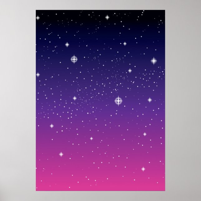 Dark Purple Starry Night Sky Poster (Front)
