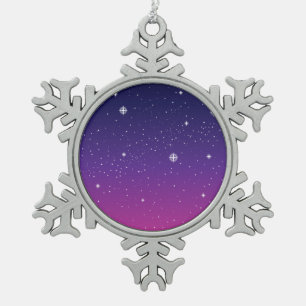 Dark Purple Starry Night Sky Snowflake Pewter Christmas Ornament