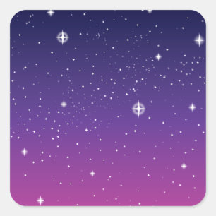 Dark Purple Starry Night Sky Square Sticker