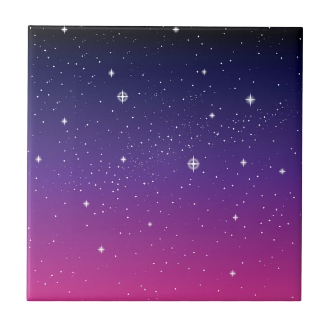 Dark Purple Starry Night Sky Tile (Front)