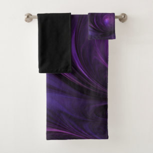 Dark Purple Swirl Design Bath Towel Set