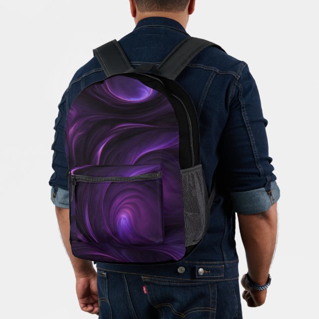 Dark Purple Swirl Design Printed Backpack (Insitu (Model))
