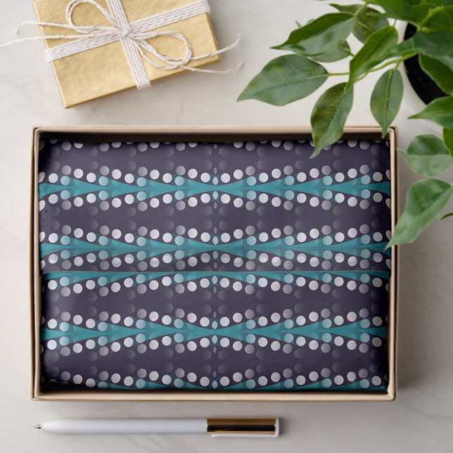 Dark Purple Teal Arrow White Dots Pattern Tissue Paper (Gift)
