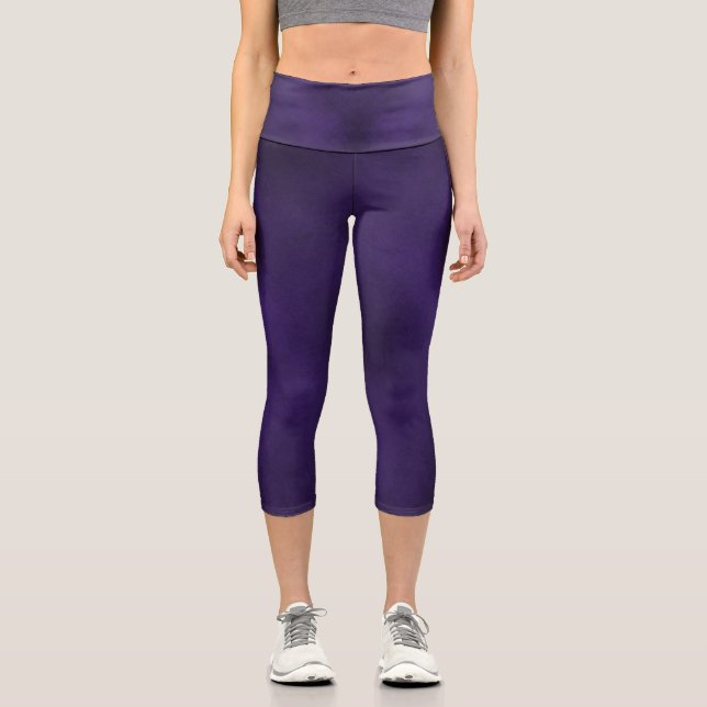 Dark Purple To Match Rose Gold Mandala Tank Top Capri Leggings (Front)