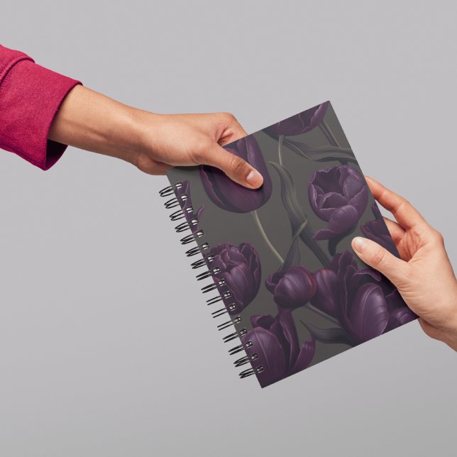 Dark Purple Tulip Floral Journal – Elegant Moody  Planner (Creator Uploaded)