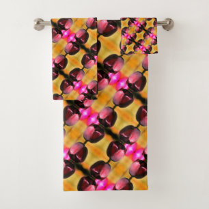 Dark Purple Tulip Flower Abstract Pattern     Bath Towel Set