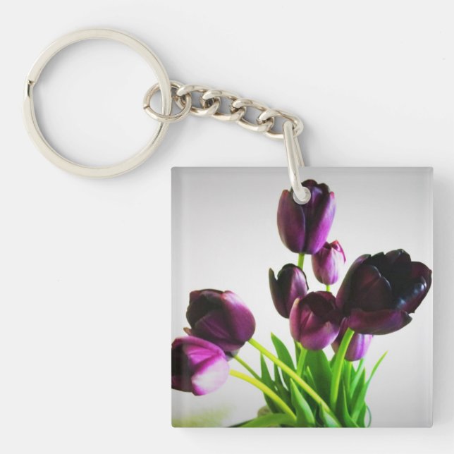 Dark Purple Tulips Key Ring (Front)