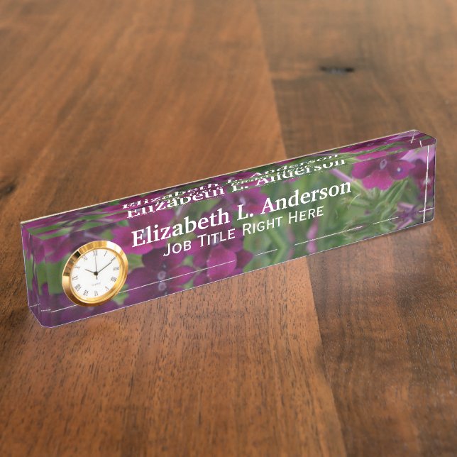 Dark Purple Verbena Desk Nameplate (Side)