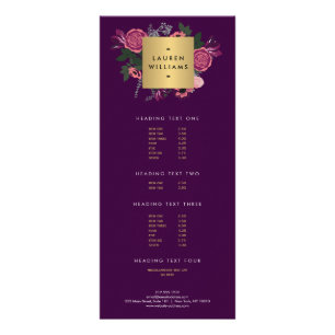 Dark Purple Vintage Modern Floral Motif Designer Rack Card