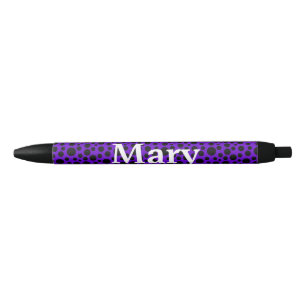Dark Purple w/Black Circles Black Ink Pen