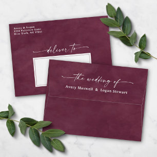 Dark Purple Watercolor A7 5x7 Wedding Invitation Envelope