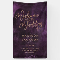 Dark Purple Watercolor & Rose Gold Wedding Welcome