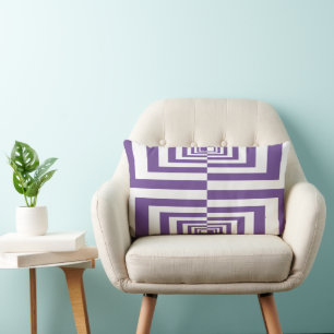 Dark Purple & White Modern Geometric Pattern Lumbar Cushion
