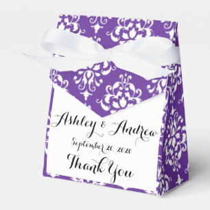 Dark Purple White Vintage Damask Pattern Favour Box