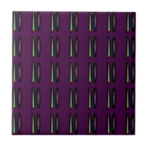 Dark purple with deep colours stripes ceramic tile