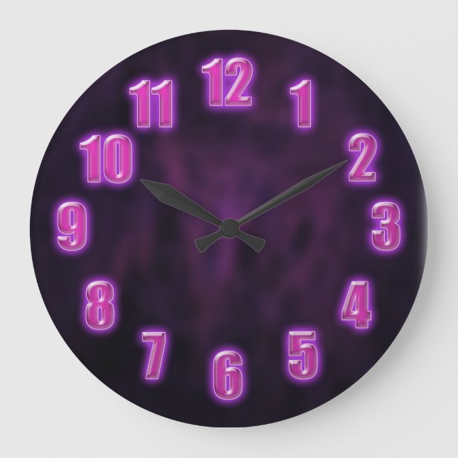 Dark purple with glowing neon numbers large clock (Front)