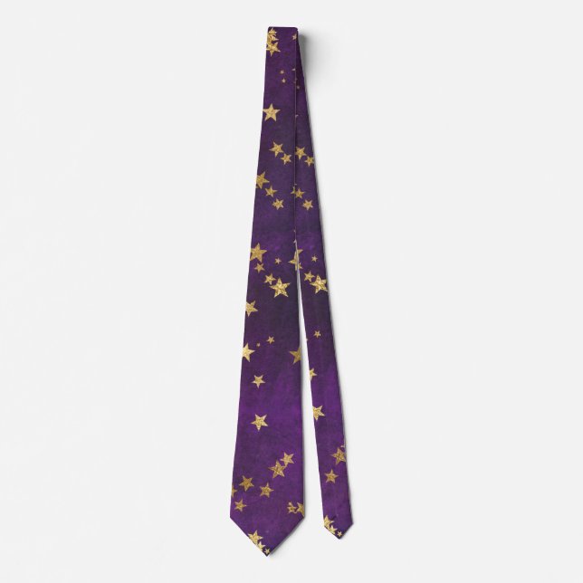 Dark Purple With Gold Stars Tie (Front)
