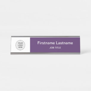 Dark Purple Your Logo Modern Desk Name Plate