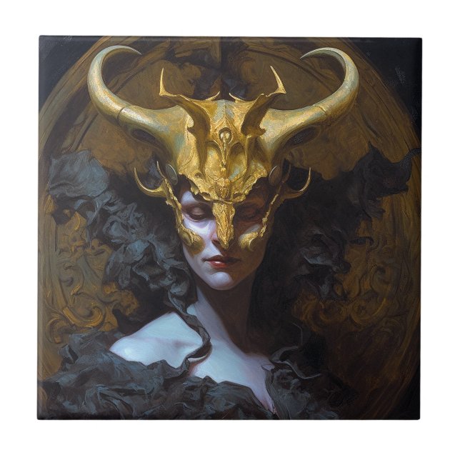 Dark Queen Fantasy Art Ceramic Tile (Front)