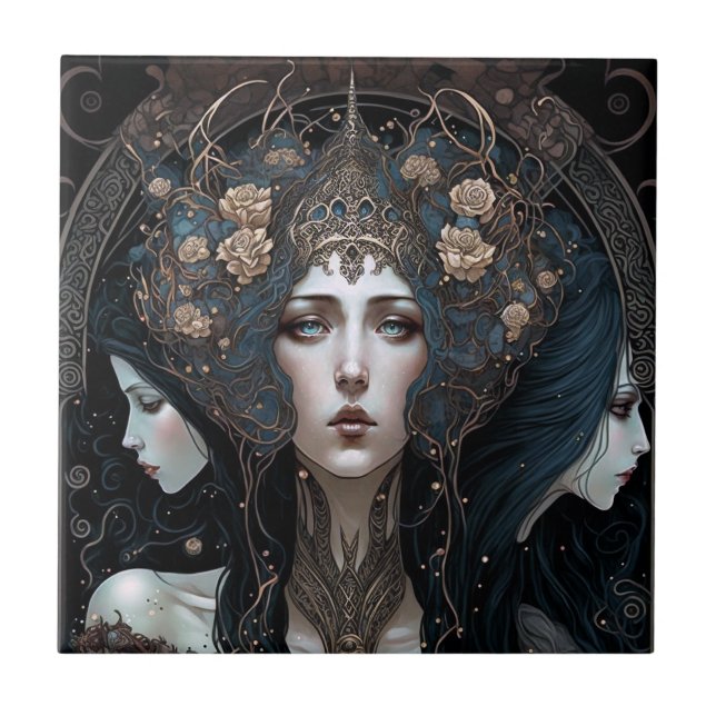 Dark Queen Fantasy Art Ceramic Tile (Front)