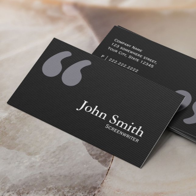 Dark Quote Marks Screenwriter Business Card (Creator Uploaded)
