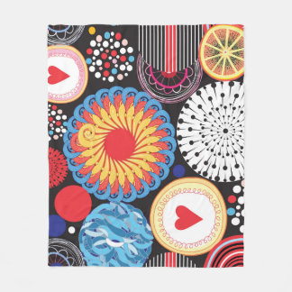 Dark Radiance: Bright Circular Pattern Fleece Blanket