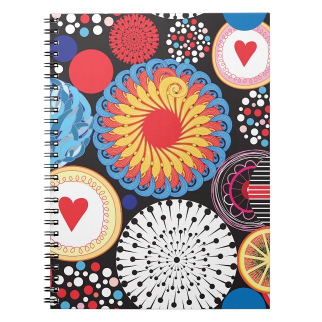 Dark Radiance: Bright Circular Pattern Notebook (Front)
